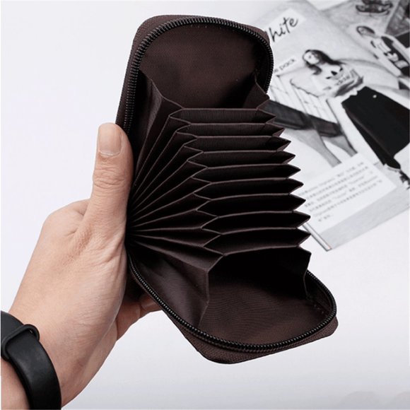 Blue Leather Wallets Zip-Around Closure Black Brown Blue Purple - Picture 10 of 10